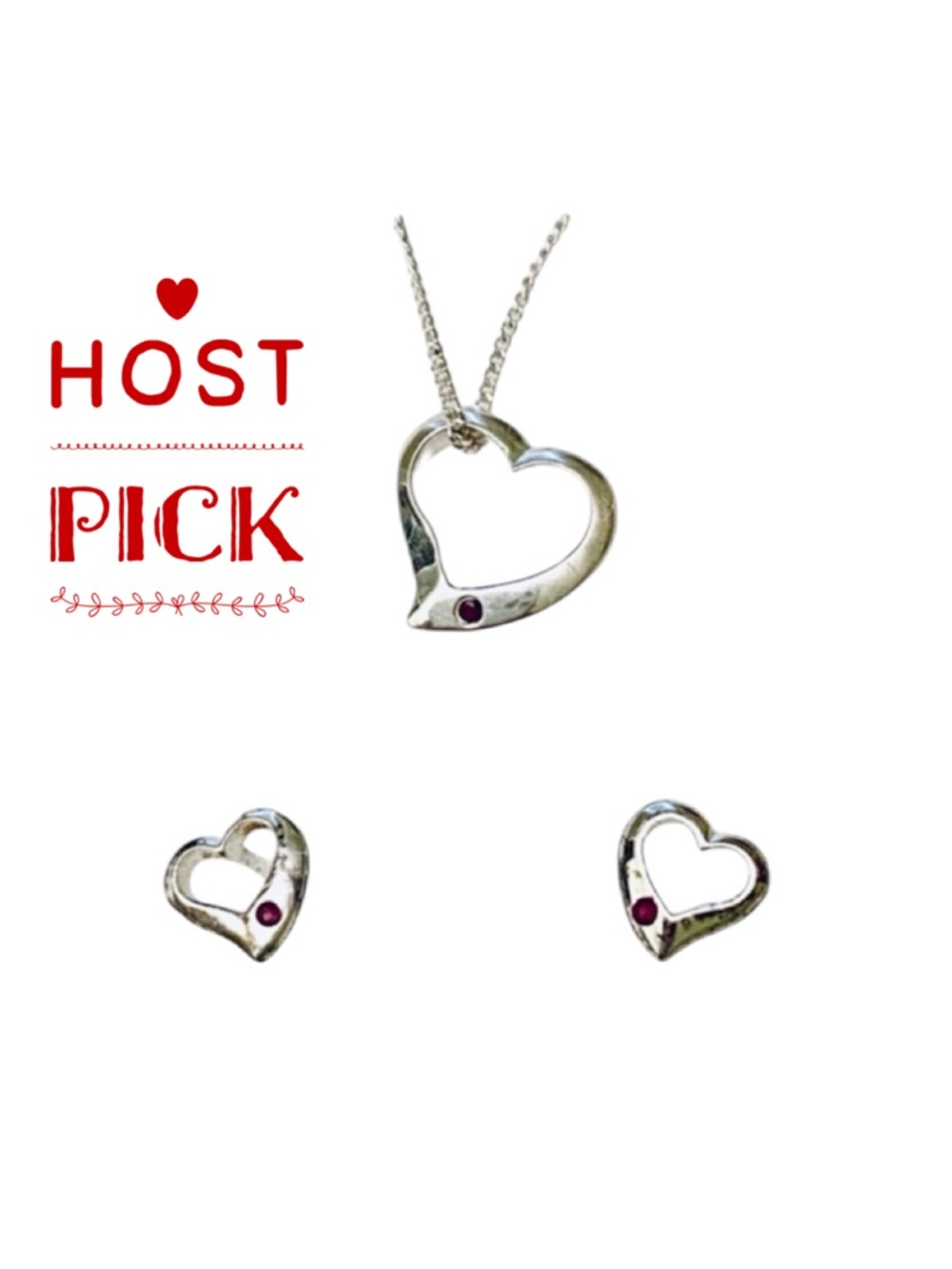 🎉AVON ruby heart sterling necklace & earring set